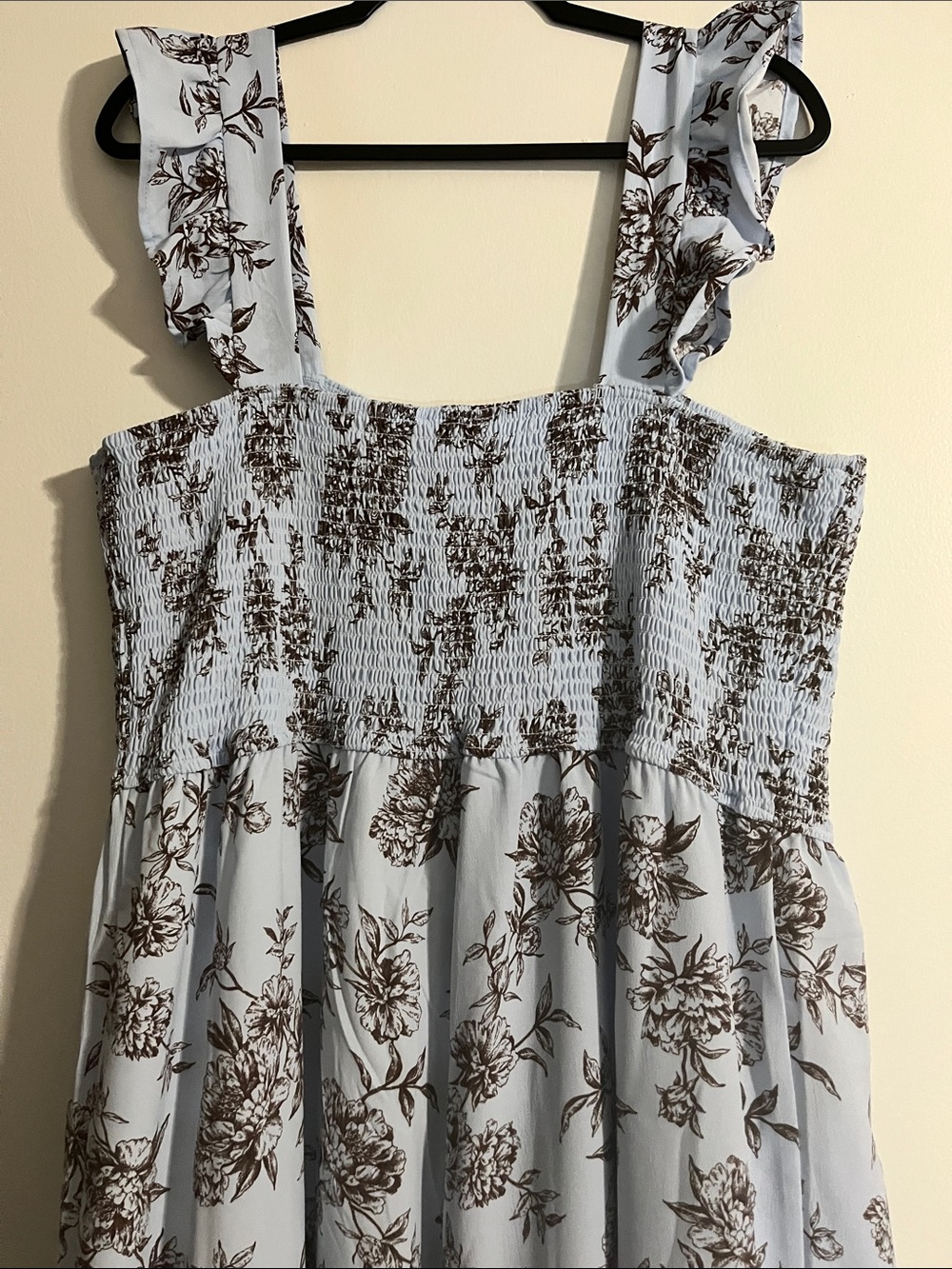 (New Never Worn) Inspired Hearts Light Blue Floral Jumpsuit with Brown Print - Picture 6 of 7
